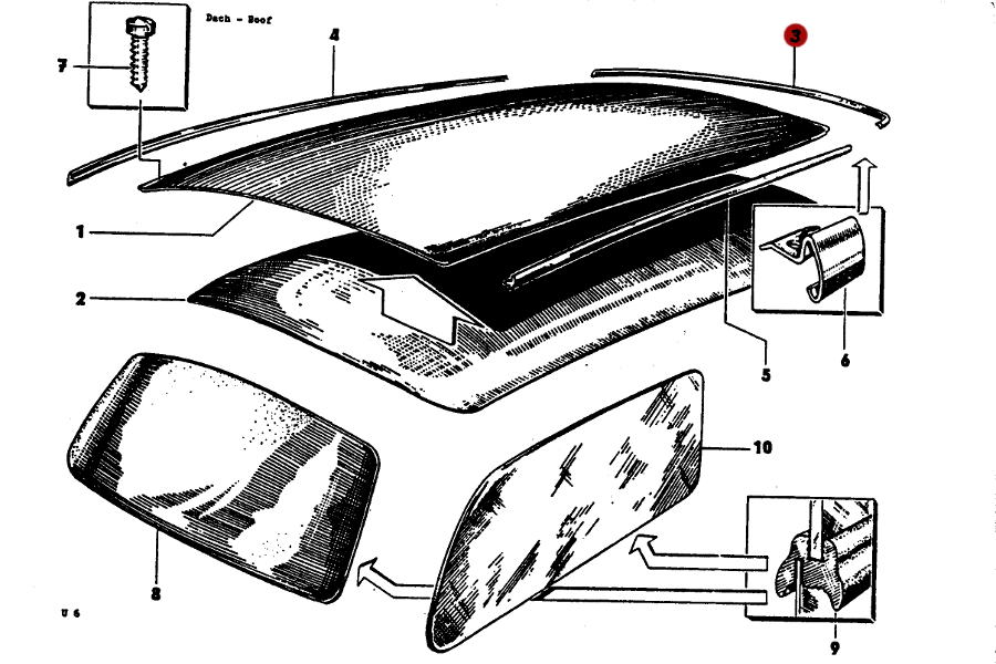 Alu-Dachleiste vorne (Regenleiste) für Trabant 601/1.1, original