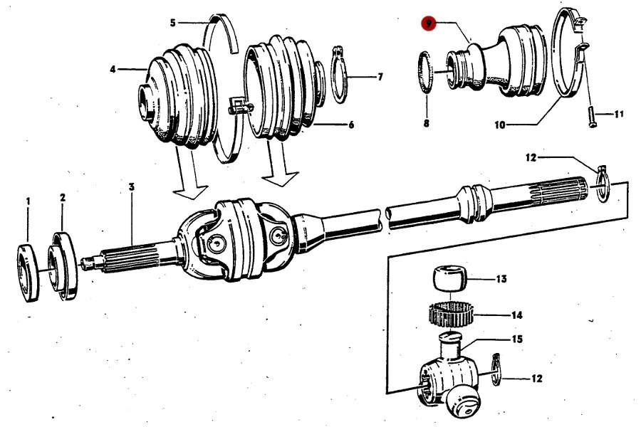 Achsmanschette für Gelenkwelle, Getriebeseite, für Wartburg 353, original